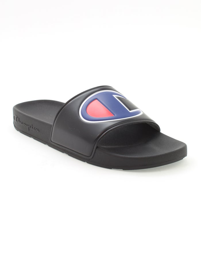 Champion Mens Slides NZ - C Logo Black ( 4356-FVCEU )